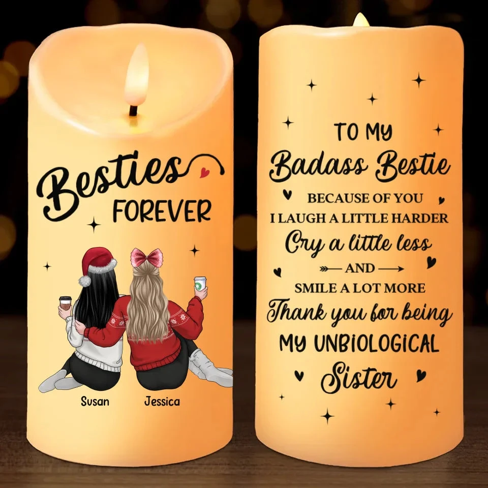 Thank You For Being My Unbiological Sistas - Bestie Personalized Custom LED Candle - Christmas Gift For Best Friends, BFF, Sisters 2 Thank You For Being My Unbiological Sistas - Bestie Personalized Custom LED Candle - Christmas Gift For Best Friends, BFF, Sisters - Image 2