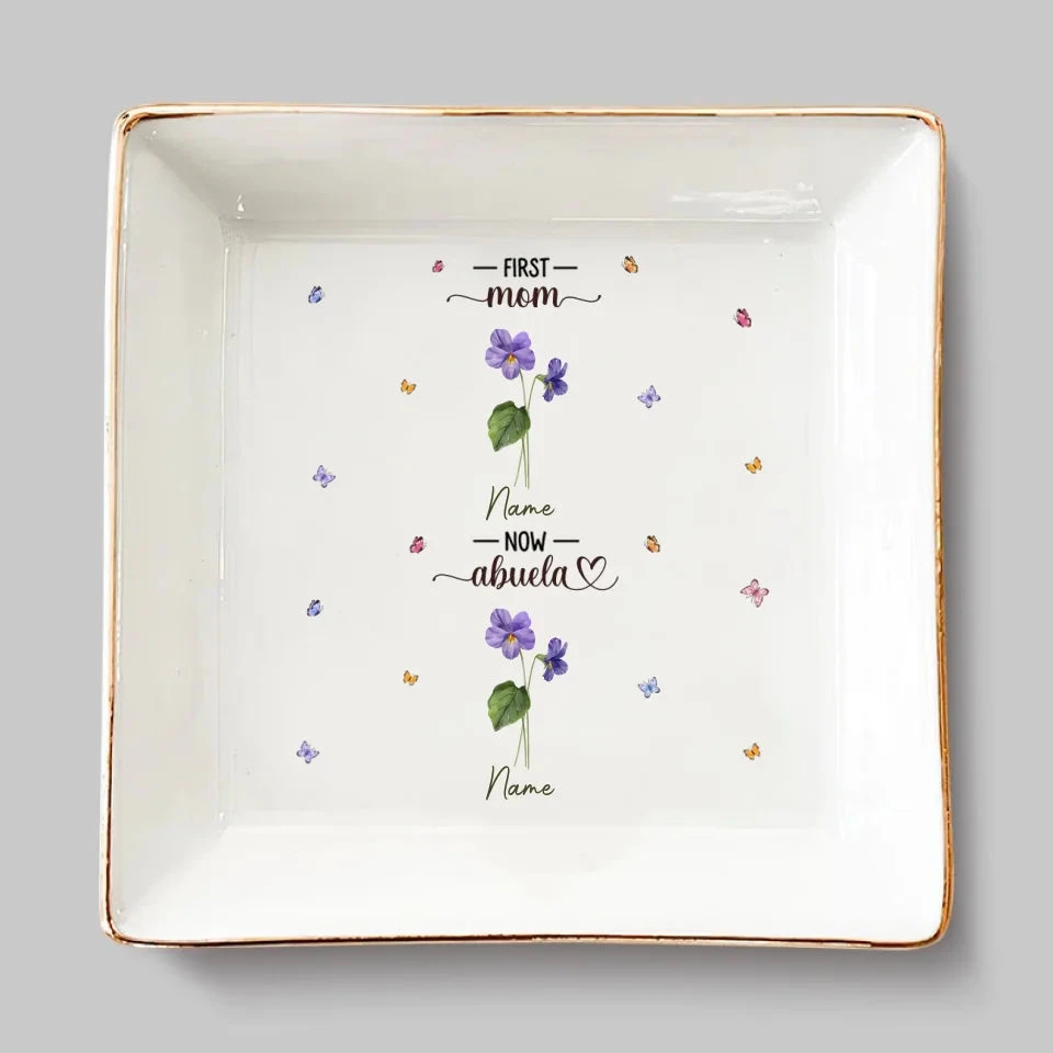The Best Mom Get Promoted To Grandma - Family Personalized Custom Jewelry Dish - Gift For Mom, Grandma 2 The Best Mom Get Promoted To Grandma - Family Personalized Custom Jewelry Dish - Gift For Mom, Grandma - Image 2
