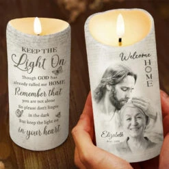 Custom Photo Though Absent, You Are Always Near - Memorial Personalized Custom LED Candle - Sympathy Gift, Christmas Gift For Family Members -Pawfect House Store 6716fef142543