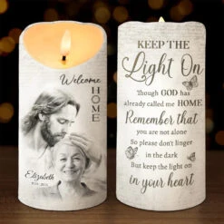 Custom Photo Though Absent, You Are Always Near - Memorial Personalized Custom LED Candle - Sympathy Gift, Christmas Gift For Family Members