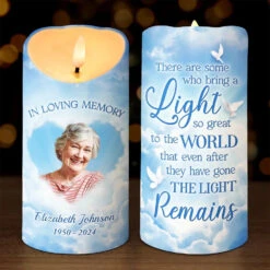 Custom Photo After They Have Gone The Light Remains - Memorial Personalized Custom LED Candle - Sympathy Gift, Christmas Gift For Family Members