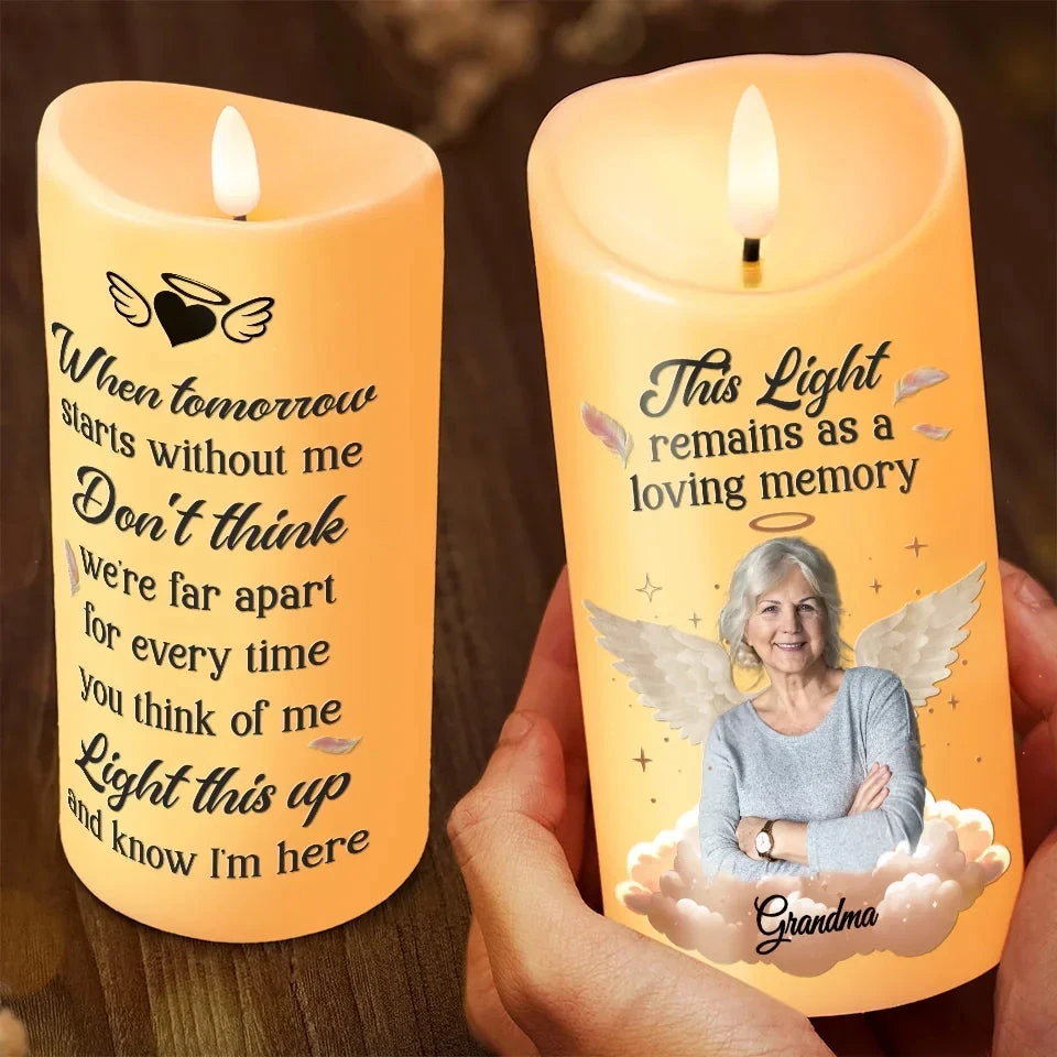 Custom Photo Life May End, But Love Doesn’t - Memorial Personalized Custom LED Candle - Sympathy Gift, Christmas Gift For Family Members 3 Custom Photo Life May End, But Love Doesn’t - Memorial Personalized Custom LED Candle - Sympathy Gift, Christmas Gift For Family Members - Image 3