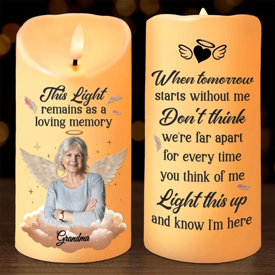 Custom Photo Life May End, But Love Doesn’t - Memorial Personalized Custom LED Candle - Sympathy Gift, Christmas Gift For Family Members 1 Custom Photo Life May End, But Love Doesn’t - Memorial Personalized Custom LED Candle - Sympathy Gift, Christmas Gift For Family Members