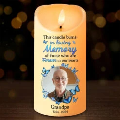 Custom Photo This Candle Burns In Loving Memory - Memorial Personalized Custom LED Candle - New Arrival, Sympathy Gift, Christmas Gift For Family Members