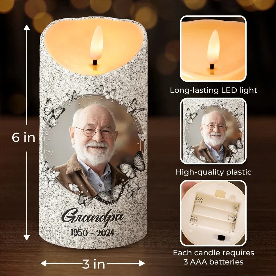 Custom Photo A Heart So Deeply Loved - Memorial Personalized Custom LED Candle - New Arrival, Sympathy Gift, Christmas Gift For Family Members 4 Custom Photo A Heart So Deeply Loved - Memorial Personalized Custom LED Candle - New Arrival, Sympathy Gift, Christmas Gift For Family Members - Image 4