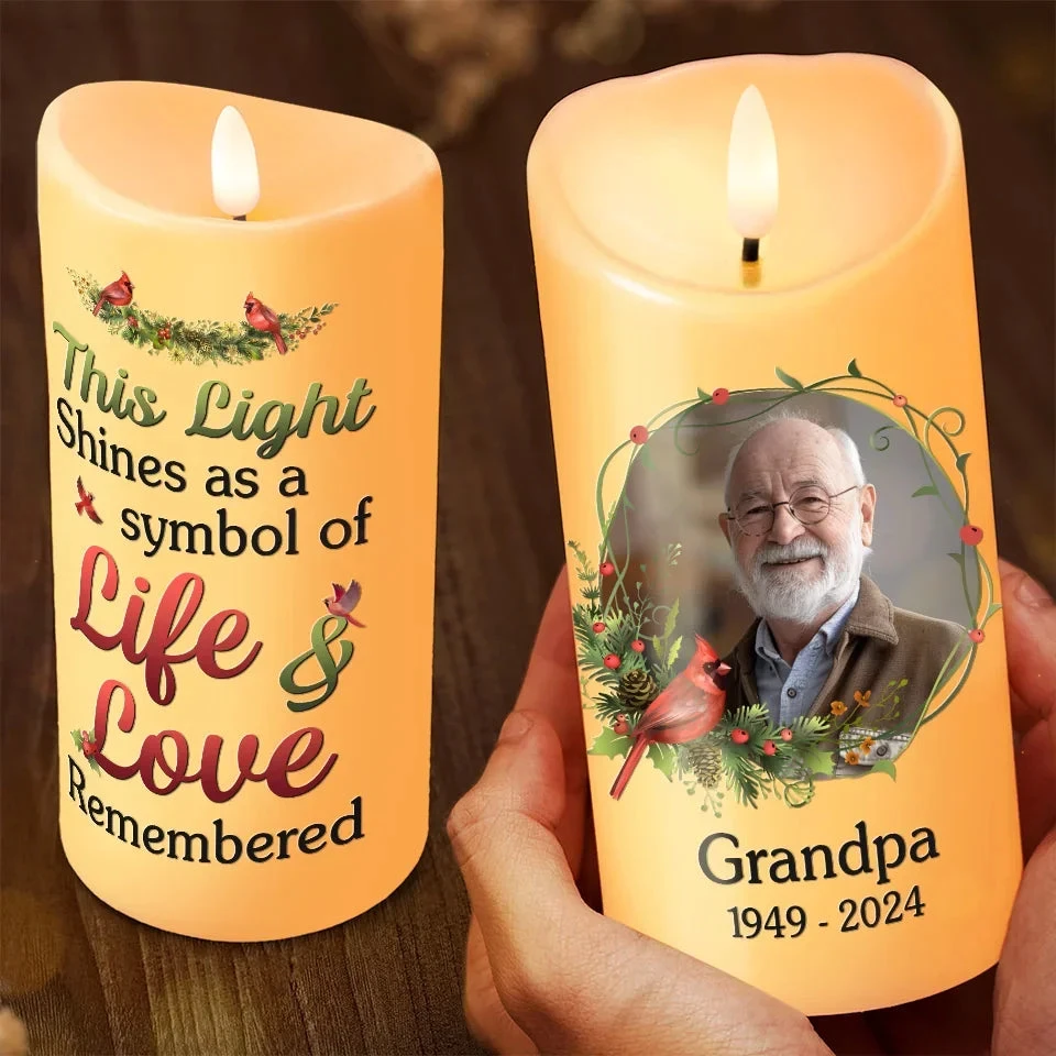 Custom Photo This Light Shines As A Symbol Of Love - Memorial Personalized Custom LED Candle - New Arrival, Sympathy Gift, Christmas Gift For Family Members 3 Custom Photo This Light Shines As A Symbol Of Love - Memorial Personalized Custom LED Candle - New Arrival, Sympathy Gift, Christmas Gift For Family Members - Image 3