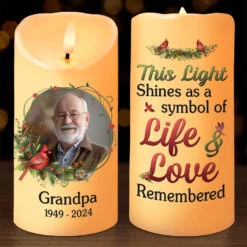 Custom Photo This Light Shines As A Symbol Of Love - Memorial Personalized Custom LED Candle - New Arrival, Sympathy Gift, Christmas Gift For Family Members