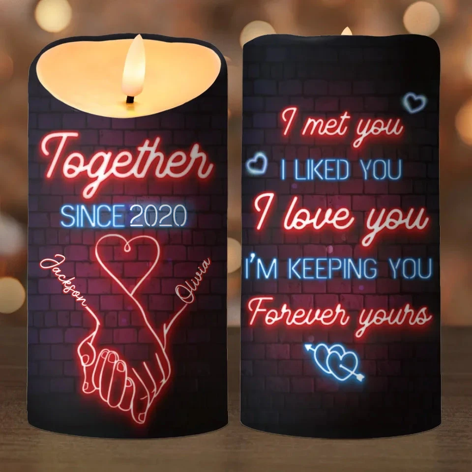 In Your Hand, I Found My Forever - Couple Personalized Custom LED Candle - Christmas Gift For Husband Wife, Anniversary 2 In Your Hand, I Found My Forever - Couple Personalized Custom LED Candle - Christmas Gift For Husband Wife, Anniversary - Image 2