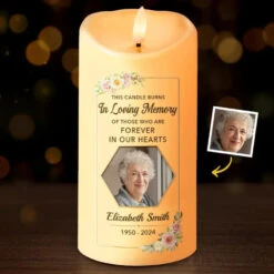 Custom Photo In Loving Memory Of A Gentle Soul - Memorial Personalized Custom LED Candle - Sympathy Gift, Christmas Gift For Family Members