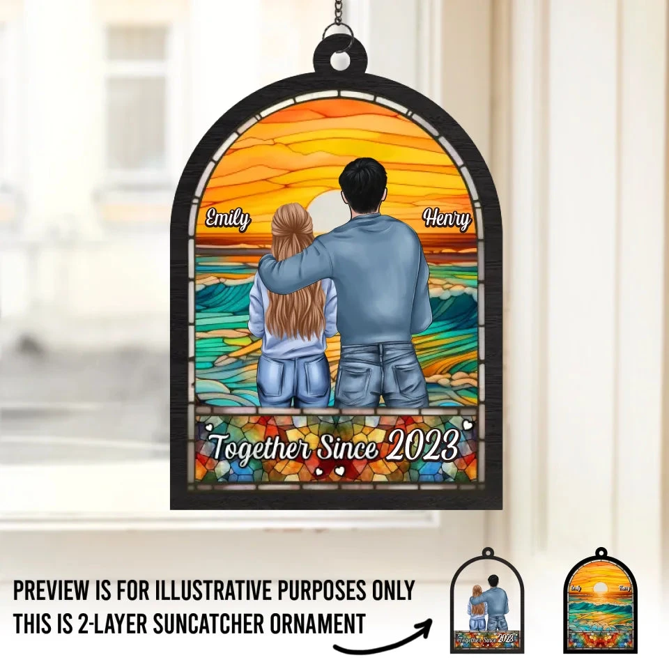 I'll Stop The World And Melt With You - Couple Personalized Window Hanging Suncatcher - Gift For Husband Wife, Anniversary 2 I'll Stop The World And Melt With You - Couple Personalized Window Hanging Suncatcher - Gift For Husband Wife, Anniversary - Image 2