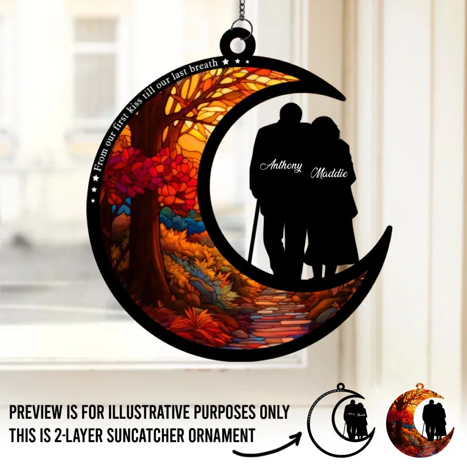 From Our First Kiss Till Our Last Breath - Couple Personalized Window Hanging Suncatcher - Gift For Husband Wife, Anniversary 2 From Our First Kiss Till Our Last Breath - Couple Personalized Window Hanging Suncatcher - Gift For Husband Wife, Anniversary - Image 2