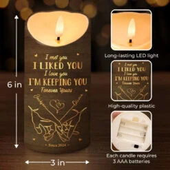 Love Is In Every Touch - Couple Personalized Custom LED Candle - Christmas Gift For Husband Wife, Anniversary -Pawfect House Store 671af25572900