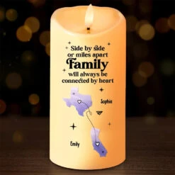 Far Apart, But Close At Heart - Family Personalized Custom LED Candle - Christmas Gift For Family Members