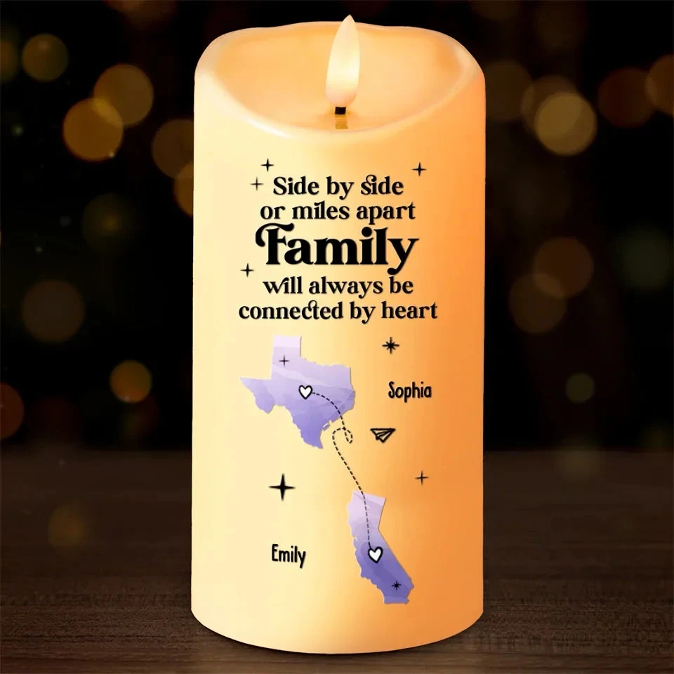 Far Apart, But Close At Heart - Family Personalized Custom LED Candle - Christmas Gift For Family Members 1 Far Apart, But Close At Heart - Family Personalized Custom LED Candle - Christmas Gift For Family Members