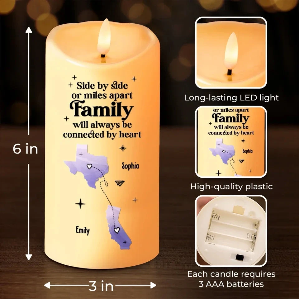 Far Apart, But Close At Heart - Family Personalized Custom LED Candle - Christmas Gift For Family Members 4 Far Apart, But Close At Heart - Family Personalized Custom LED Candle - Christmas Gift For Family Members - Image 4