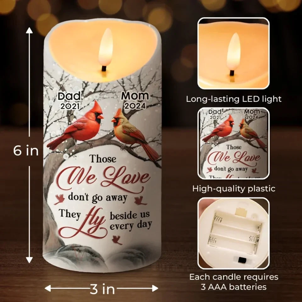Those We Love Don't Go Away, They Fly Beside Us Every Day - Memorial Personalized Custom LED Candle - Christmas Gift, Sympathy Gift For Family Members 4 Those We Love Don't Go Away, They Fly Beside Us Every Day - Memorial Personalized Custom LED Candle - Christmas Gift, Sympathy Gift For Family Members - Image 4