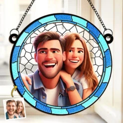 Custom Photo Love Is Our Greatest Adventure - Couple Personalized Window Hanging Suncatcher Ornament - Christmas Gift For Husband Wife, Anniversary