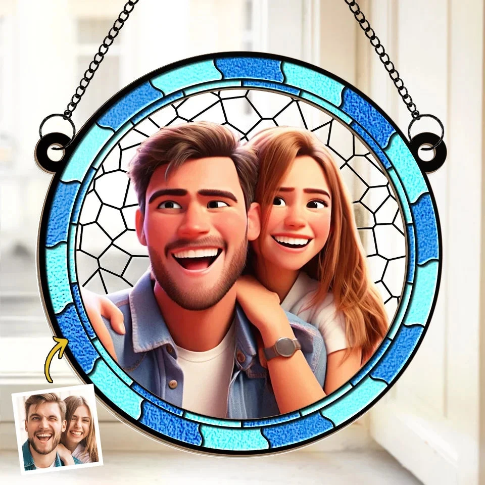 Custom Photo Love Is Our Greatest Adventure - Couple Personalized Window Hanging Suncatcher Ornament - Christmas Gift For Husband Wife, Anniversary 1 Custom Photo Love Is Our Greatest Adventure - Couple Personalized Window Hanging Suncatcher Ornament - Christmas Gift For Husband Wife, Anniversary