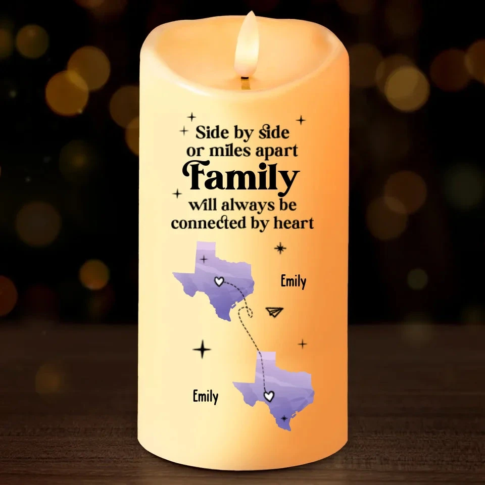 Far Apart, But Close At Heart - Family Personalized Custom LED Candle - Christmas Gift For Family Members 2 Far Apart, But Close At Heart - Family Personalized Custom LED Candle - Christmas Gift For Family Members - Image 2