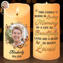 Custom Photo Your Memory Lives On - Memorial Personalized Custom LED Candle - Christmas Gift, Sympathy Gift For Family Members
