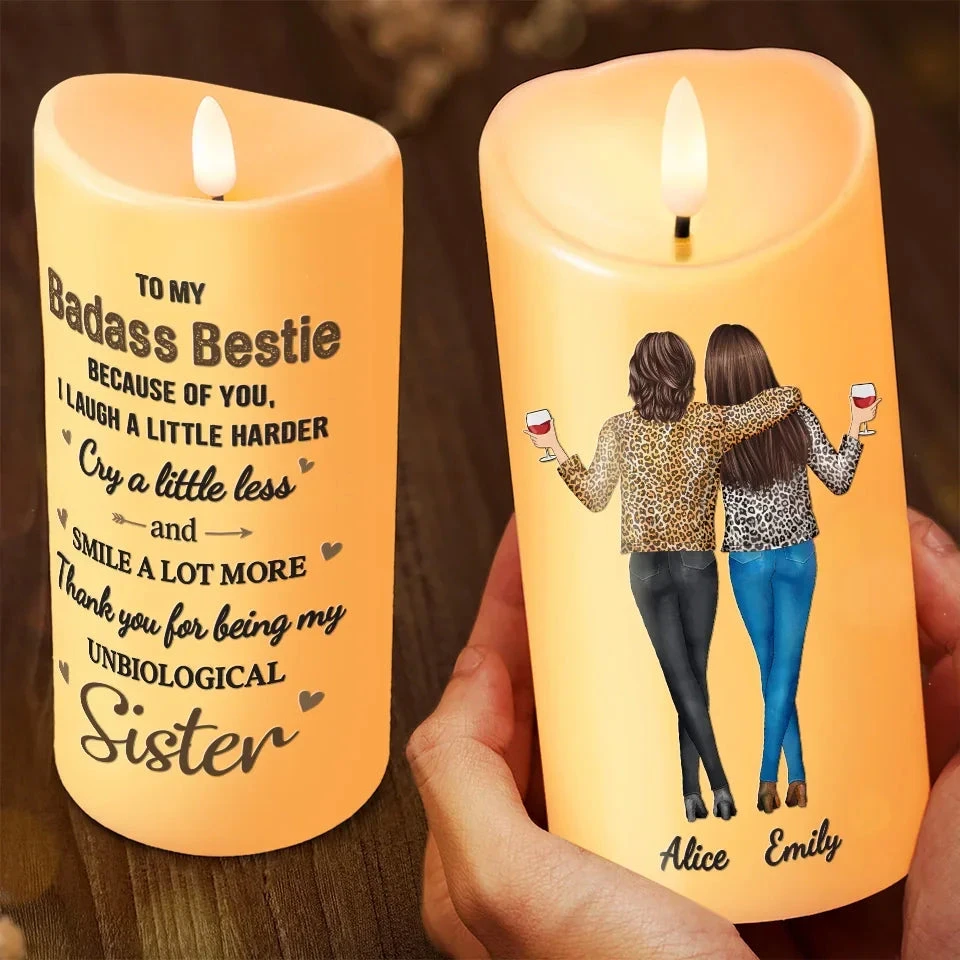 Thank You For Being My Unbiologial Sister - Bestie Personalized Custom LED Candle - Christmas Gift For Best Friends, BFF, Sisters 3 Thank You For Being My Unbiologial Sister - Bestie Personalized Custom LED Candle - Christmas Gift For Best Friends, BFF, Sisters - Image 3