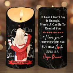 When Lips Meet, Hearts Speak - Couple Personalized Custom LED Candle - Christmas Gift For Husband Wife, Anniversary