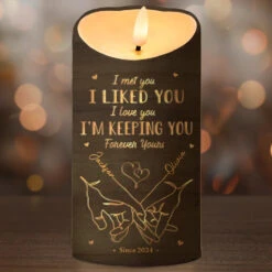 Love Is In Every Touch - Couple Personalized Custom LED Candle - Christmas Gift For Husband Wife, Anniversary -Pawfect House Store 671b72f966670
