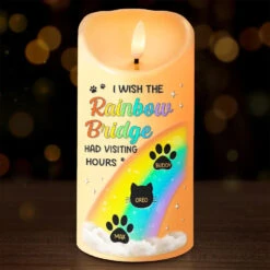 The Rainbow Bridge Connects Us Until We Can Play Together Again - Memorial Personalized Custom LED Candle - Sympathy Gift, Christmas Gift For Pet Owners, Pet Lovers