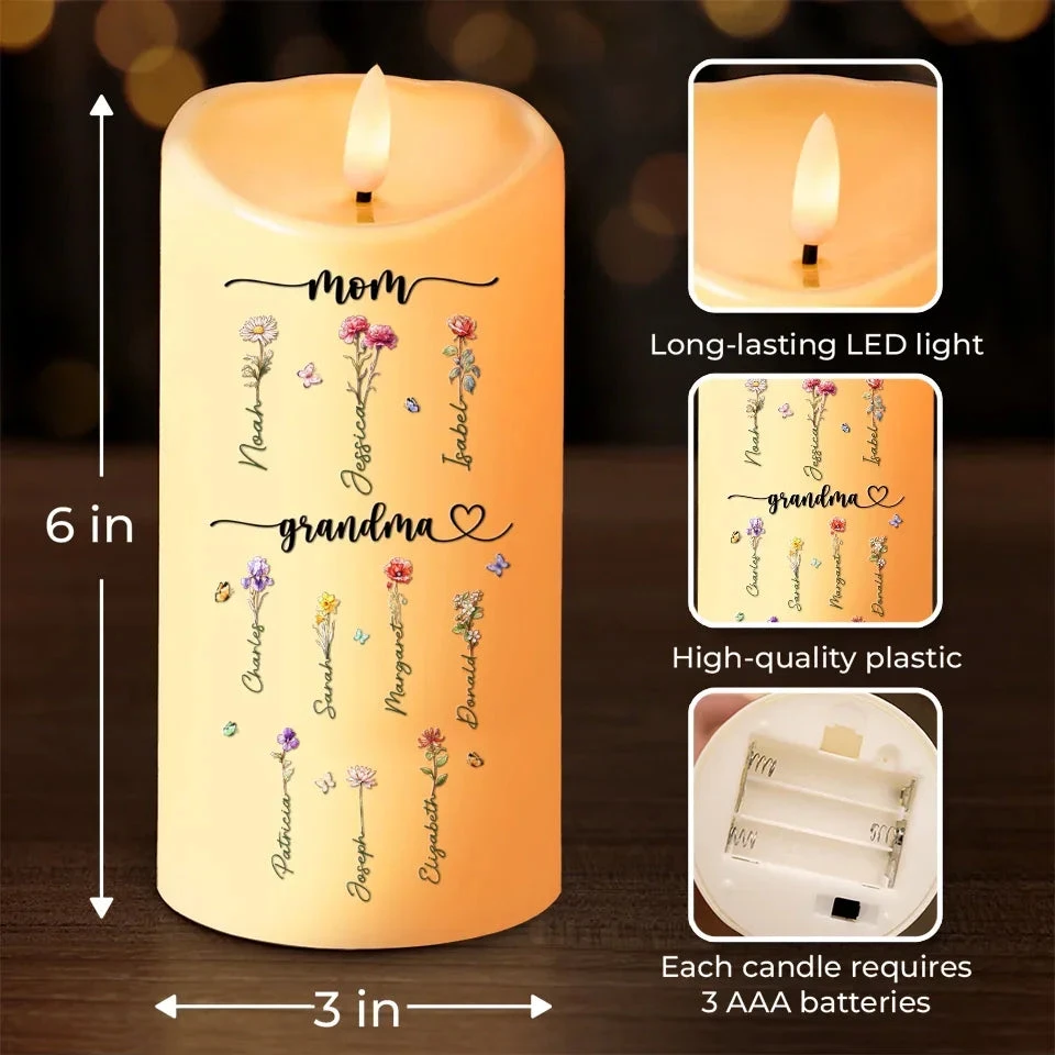 First Mom, Now Grandma - Family Personalized Custom LED Candle - Christmas Gift For Mom, Grandma 4 First Mom, Now Grandma - Family Personalized Custom LED Candle - Christmas Gift For Mom, Grandma - Image 4