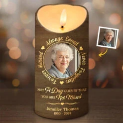 Custom Photo Heaven Has Gained Another Angel - Memorial Personalized Custom LED Candle - Sympathy Gift, Christmas Gift For Family Members