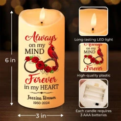 Cardinals Remind Us That Love Is Always Present - Memorial Personalized Custom LED Candle - Sympathy Gift, Christmas Gift For Family Members -Pawfect House Store 671c4a8fb61f6