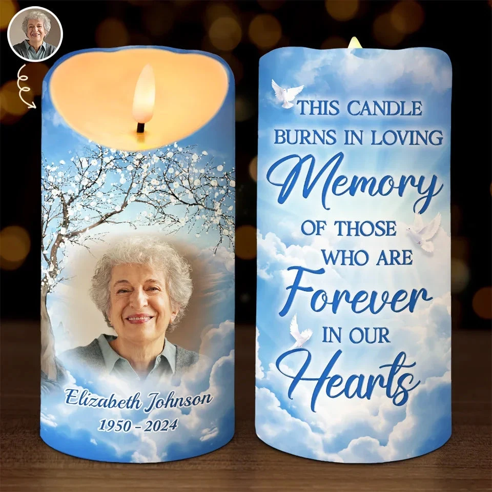 Custom Photo This Light Is For Those We Remember - Memorial Personalized Custom LED Candle - Sympathy Gift, Christmas Gift For Family Members 1 Custom Photo This Light Is For Those We Remember - Memorial Personalized Custom LED Candle - Sympathy Gift, Christmas Gift For Family Members