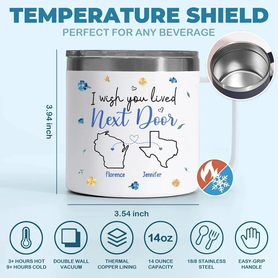 Our Friendship Is A Beautiful Journey - Bestie Personalized Custom 14oz Stainless Steel Tumbler With Handle - Gift For Best Friends, BFF, Sisters 5 Our Friendship Is A Beautiful Journey - Bestie Personalized Custom 14oz Stainless Steel Tumbler With Handle - Gift For Best Friends, BFF, Sisters - Image 5