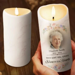 Custom Photo You Brought Joy To All Who Knew You - Memorial Personalized Custom LED Candle - Sympathy Gift, Christmas Gift For Family Members -Pawfect House Store 671fa9a000ad9