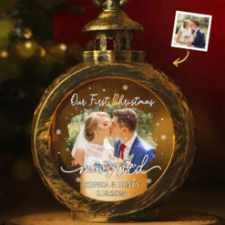 Custom Photo Celebrating Our First Year Of Marriage - Couple Personalized Custom Candlelight Lantern Ornament - Christmas Gift For Husband Wife, Anniversary, First Christmas