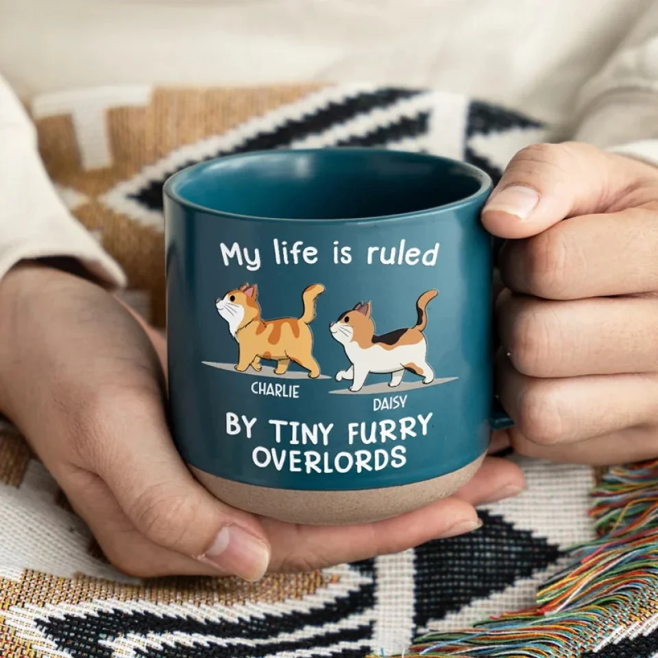 My Life Is Ruled By Tiny Furry Overlords - Cat Personalized Custom Printed Pottery Mug - Gift For Pet Owners, Pet Lovers 4 My Life Is Ruled By Tiny Furry Overlords - Cat Personalized Custom Printed Pottery Mug - Gift For Pet Owners, Pet Lovers - Image 4