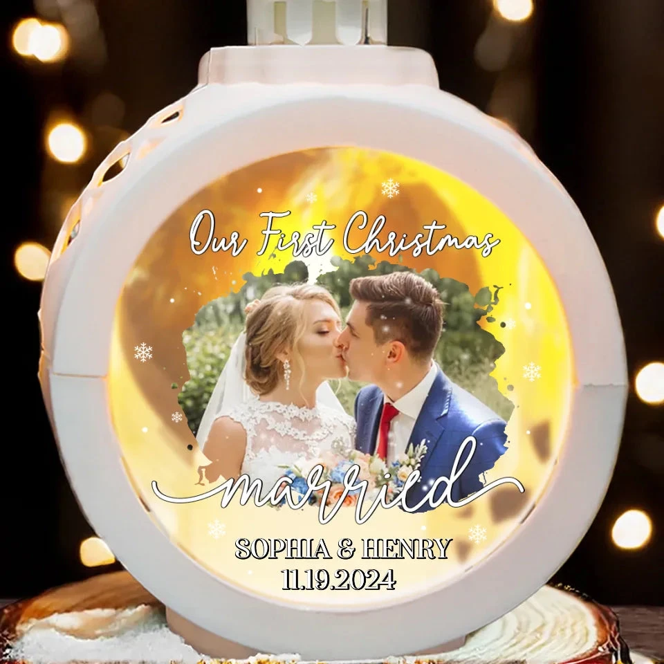 Custom Photo Celebrating Our First Year Of Marriage - Couple Personalized Custom Candlelight Lantern Ornament - Christmas Gift For Husband Wife, Anniversary, First Christmas 3 Custom Photo Celebrating Our First Year Of Marriage - Couple Personalized Custom Candlelight Lantern Ornament - Christmas Gift For Husband Wife, Anniversary, First Christmas - Image 3
