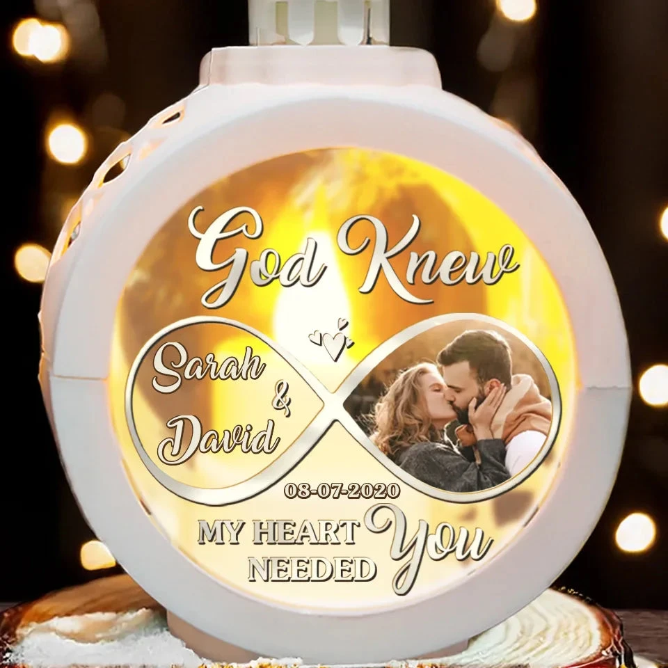 Custom Photo God Knew My Heart Needed You - Couple Personalized Custom Candlelight Lantern Ornament - Christmas Gift For Husband Wife, Anniversary 3 Custom Photo God Knew My Heart Needed You - Couple Personalized Custom Candlelight Lantern Ornament - Christmas Gift For Husband Wife, Anniversary - Image 3