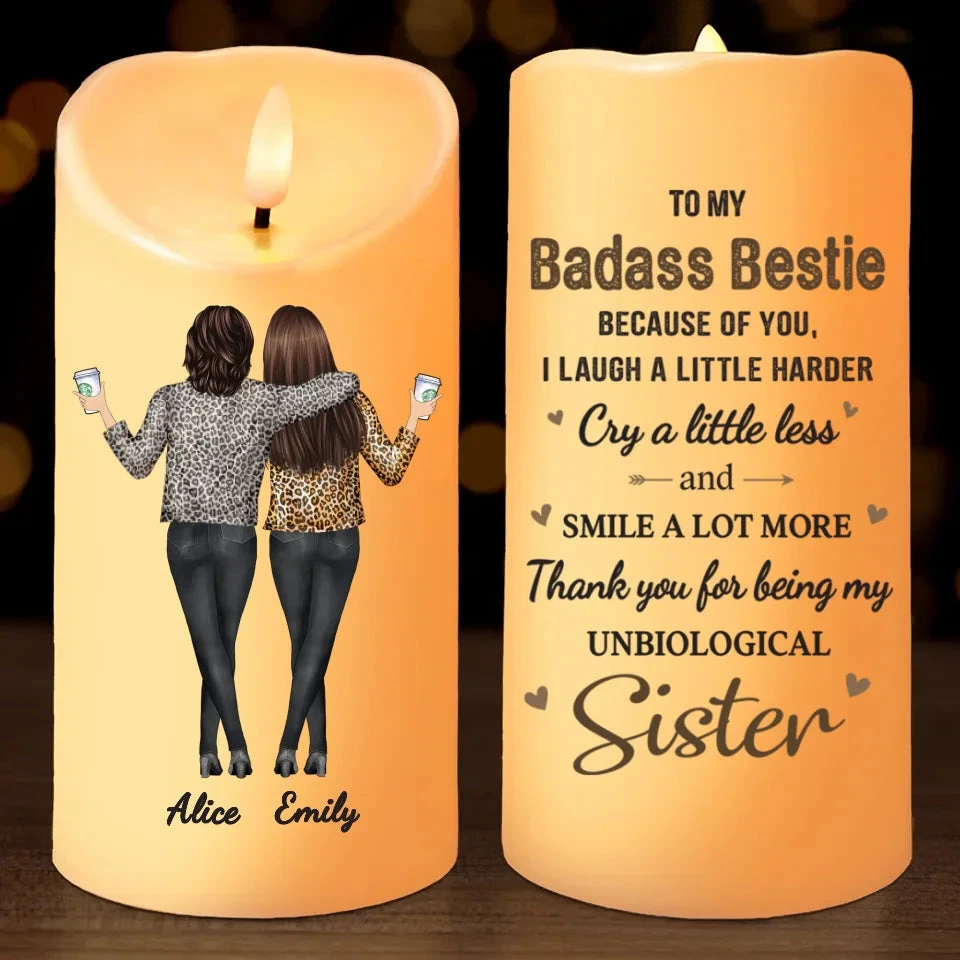 Thank You For Being My Unbiologial Sister - Bestie Personalized Custom LED Candle - Christmas Gift For Best Friends, BFF, Sisters 2 Thank You For Being My Unbiologial Sister - Bestie Personalized Custom LED Candle - Christmas Gift For Best Friends, BFF, Sisters - Image 2