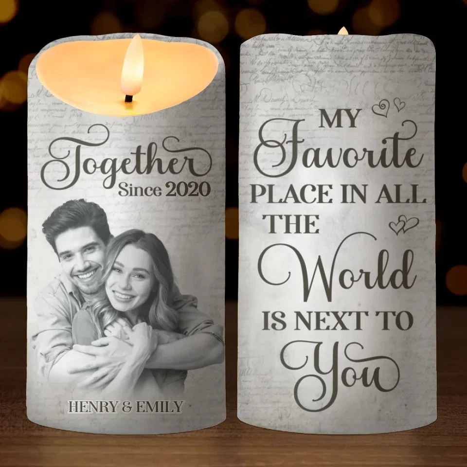 Custom Photo The Best Moments Are The Ones Spent With You - Couple Personalized Custom LED Candle - Christmas Gift For Husband Wife, Anniversary 2 Custom Photo The Best Moments Are The Ones Spent With You - Couple Personalized Custom LED Candle - Christmas Gift For Husband Wife, Anniversary - Image 2