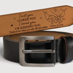 Congrats On Being My Boyfriend - Couple Personalized Custom Engraved Leather Belt - Gift For Husband Wife, Anniversary