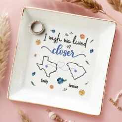 Close At Heart, Far In Miles - Bestie Personalized Custom Jewelry Dish - Christmas Gift For Best Friends, BFF, Sisters -Pawfect House Store 6721fd63f1754