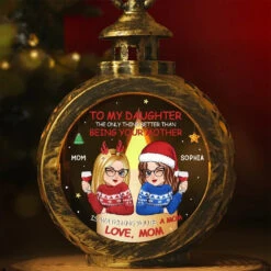 My Mom Is My Greatest Treasure - Family Personalized Custom Candlelight Lantern Ornament - Christmas Gift For Mom, Daughter