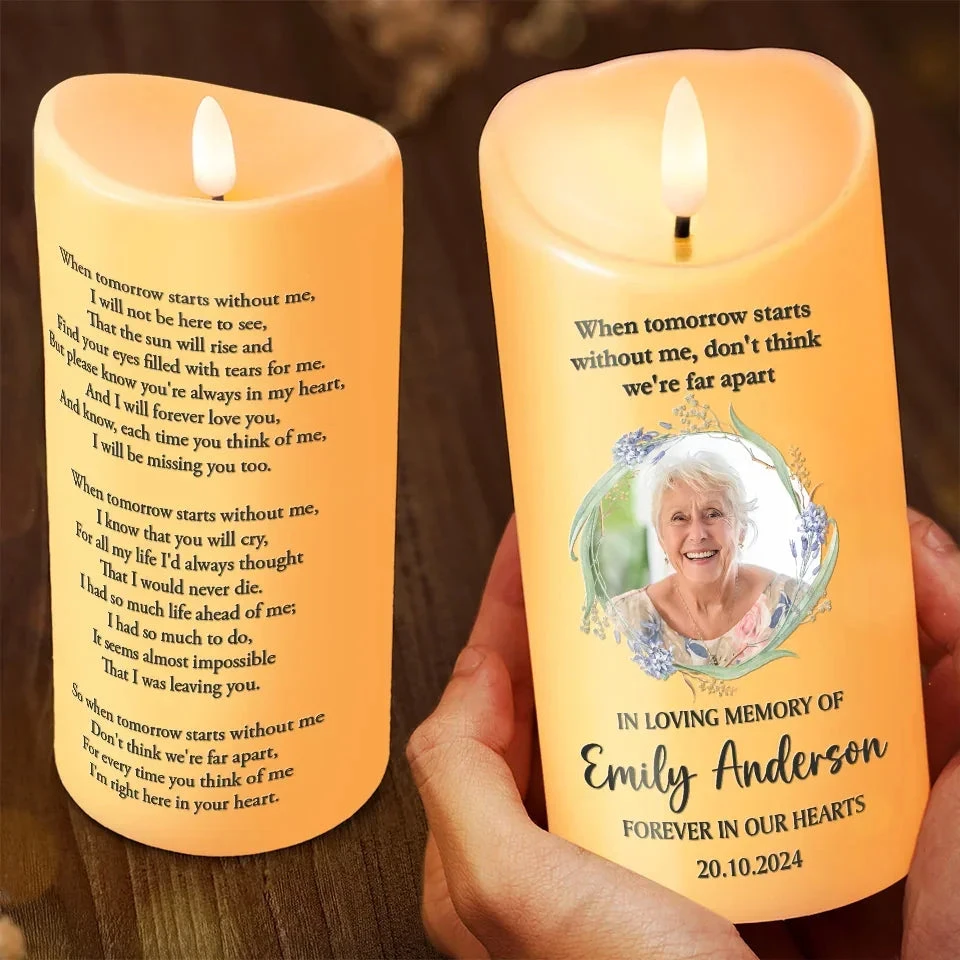 Custom Photo Thank You For The Memories - Memorial Personalized Custom LED Candle - Sympathy Gift, Christmas Gift For Family Members 3 Custom Photo Thank You For The Memories - Memorial Personalized Custom LED Candle - Sympathy Gift, Christmas Gift For Family Members - Image 3