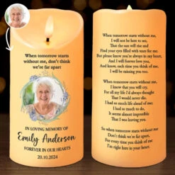 Custom Photo Thank You For The Memories - Memorial Personalized Custom LED Candle - Sympathy Gift, Christmas Gift For Family Members