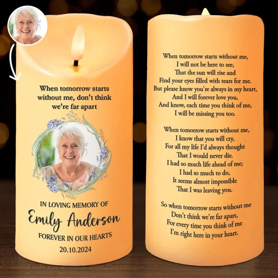 Custom Photo Thank You For The Memories - Memorial Personalized Custom LED Candle - Sympathy Gift, Christmas Gift For Family Members 1 Custom Photo Thank You For The Memories - Memorial Personalized Custom LED Candle - Sympathy Gift, Christmas Gift For Family Members