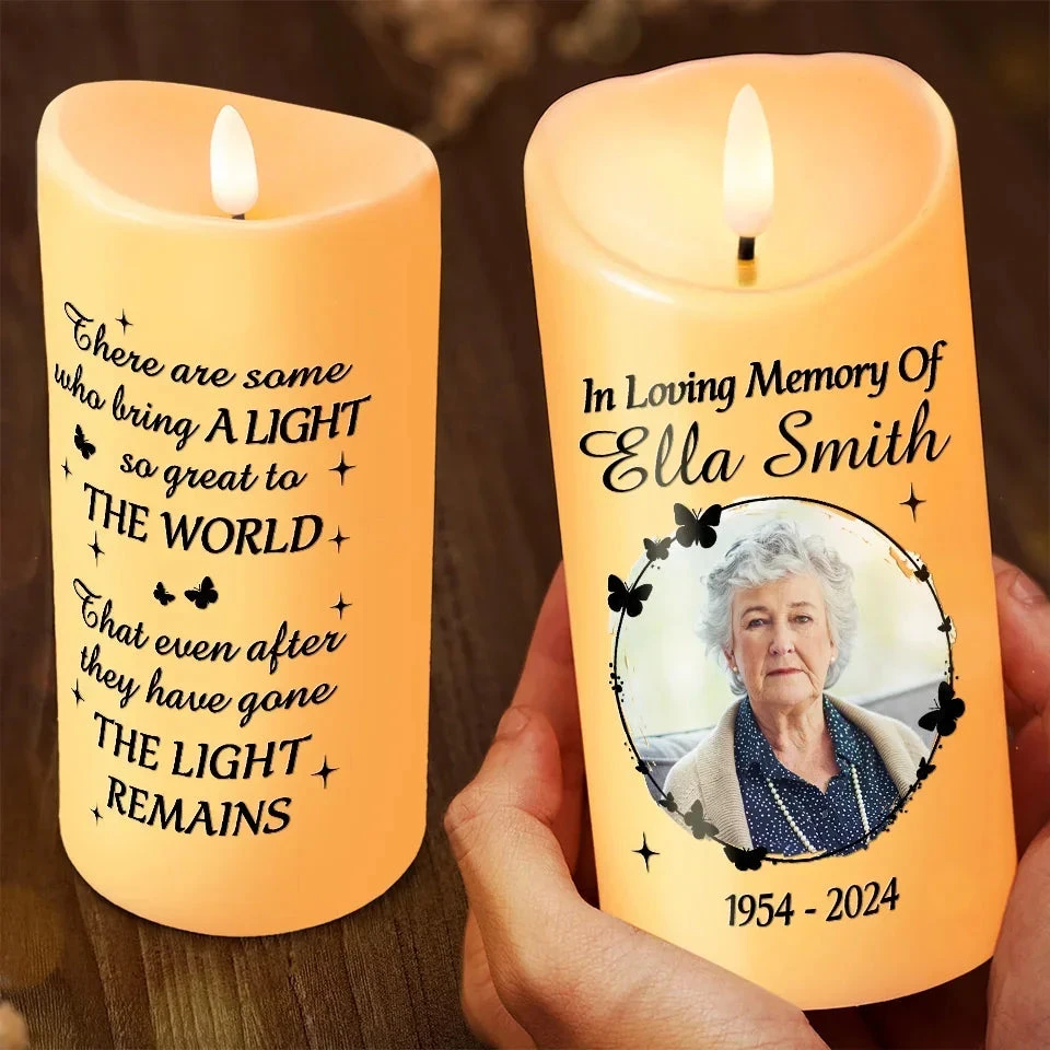 Custom Photo Each Memory Is A Glimpse Of Joy We Shared - Memorial Personalized Custom LED Candle - Sympathy Gift, Christmas Gift For Family Members 3 Custom Photo Each Memory Is A Glimpse Of Joy We Shared - Memorial Personalized Custom LED Candle - Sympathy Gift, Christmas Gift For Family Members - Image 3