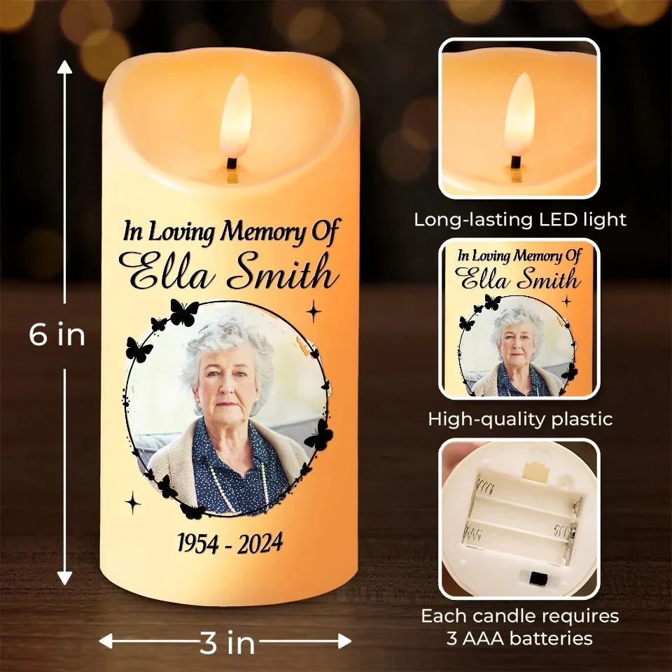 Custom Photo Each Memory Is A Glimpse Of Joy We Shared - Memorial Personalized Custom LED Candle - Sympathy Gift, Christmas Gift For Family Members 4 Custom Photo Each Memory Is A Glimpse Of Joy We Shared - Memorial Personalized Custom LED Candle - Sympathy Gift, Christmas Gift For Family Members - Image 4