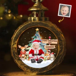 Custom Photo Love Grows With Every Little Moment - Family Personalized Custom Candlelight Lantern Ornament - Christmas Gift For Baby Kids, Newborn Baby, First Christmas