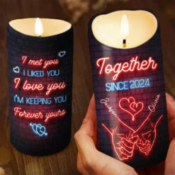 Always Loved, Always Cherished, Now And Forever - Couple Personalized Custom LED Candle - Christmas Gift For Husband Wife, Anniversary -Pawfect House Store 67233f626c45a